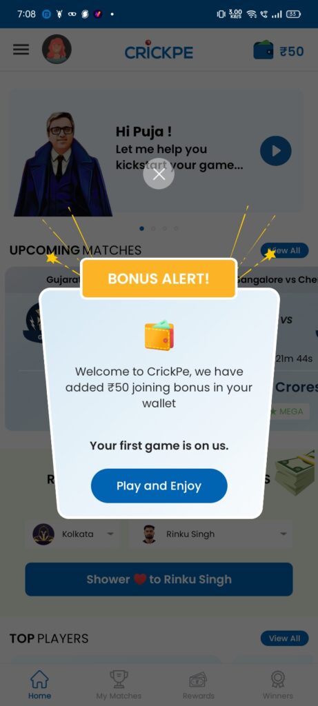 Crickpe Welcome Bonus