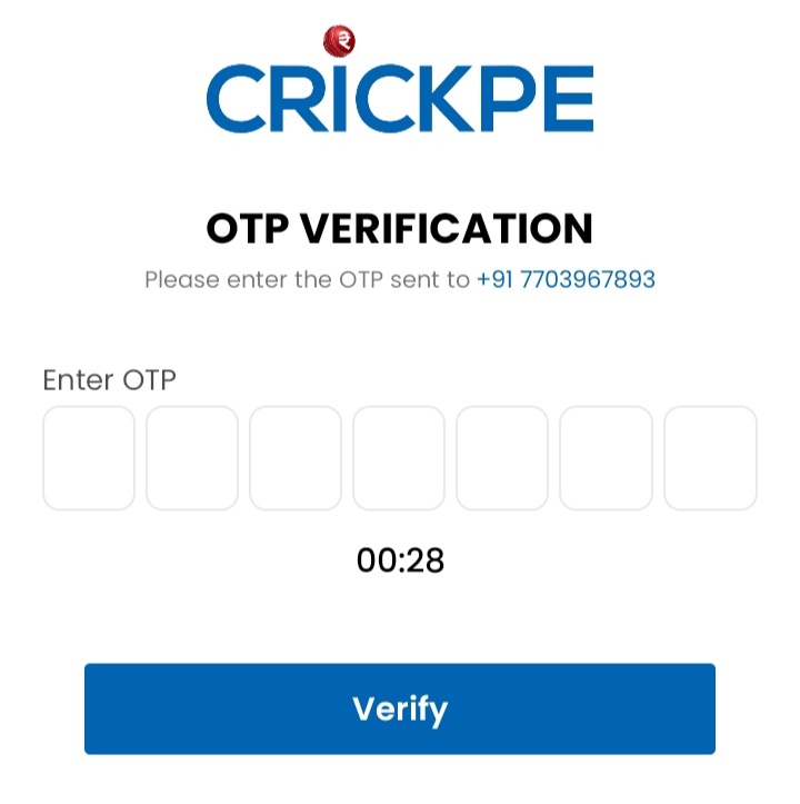 How To Verify OTP on Crickpe
