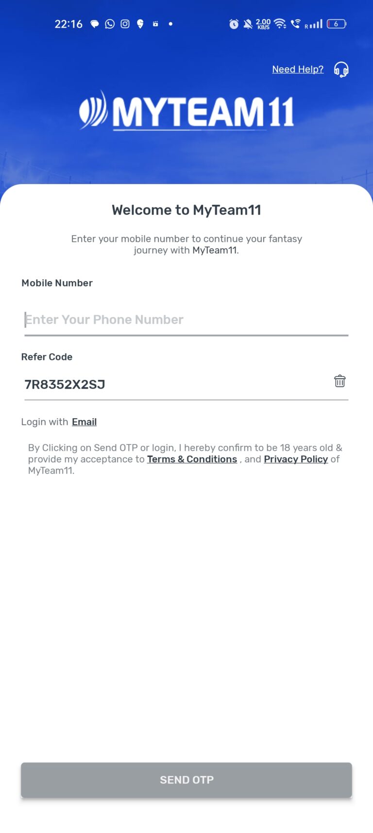 Myteam11 Referral Code Get₹ 200 Bonus Referralguru.in