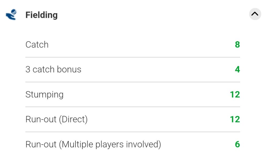 My11Circle Fielding Point System