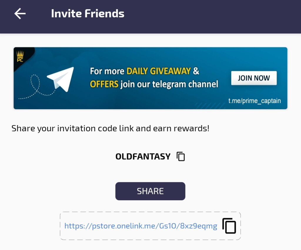 Prime Captain Referral Code