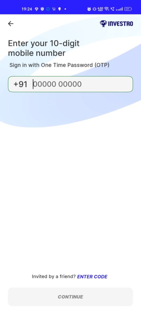 Signup Process In Investro App