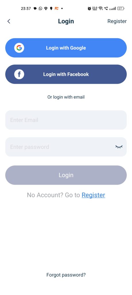 Trade W register With Gmail