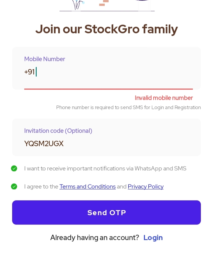 Apply StockGro Referral Code