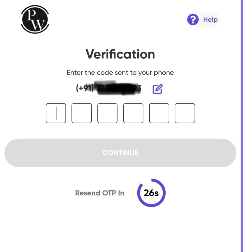 Physics Wallah OTP Verification