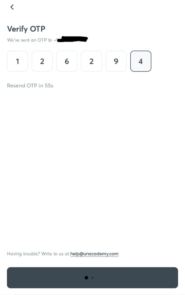 Unacademy OTP Verification