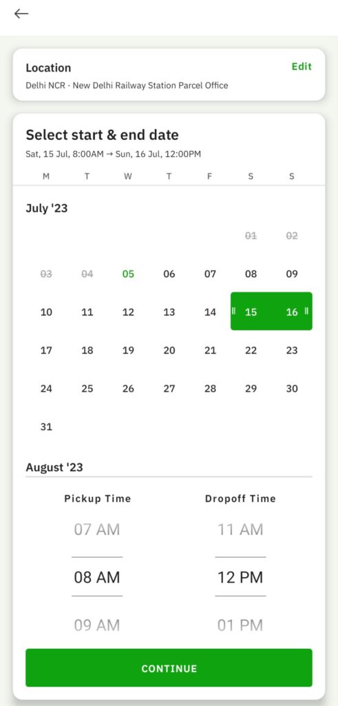 Date And Time Selection Process In Zoomcar