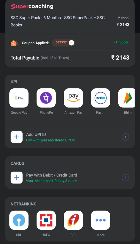 Complete Payment On Testbook App