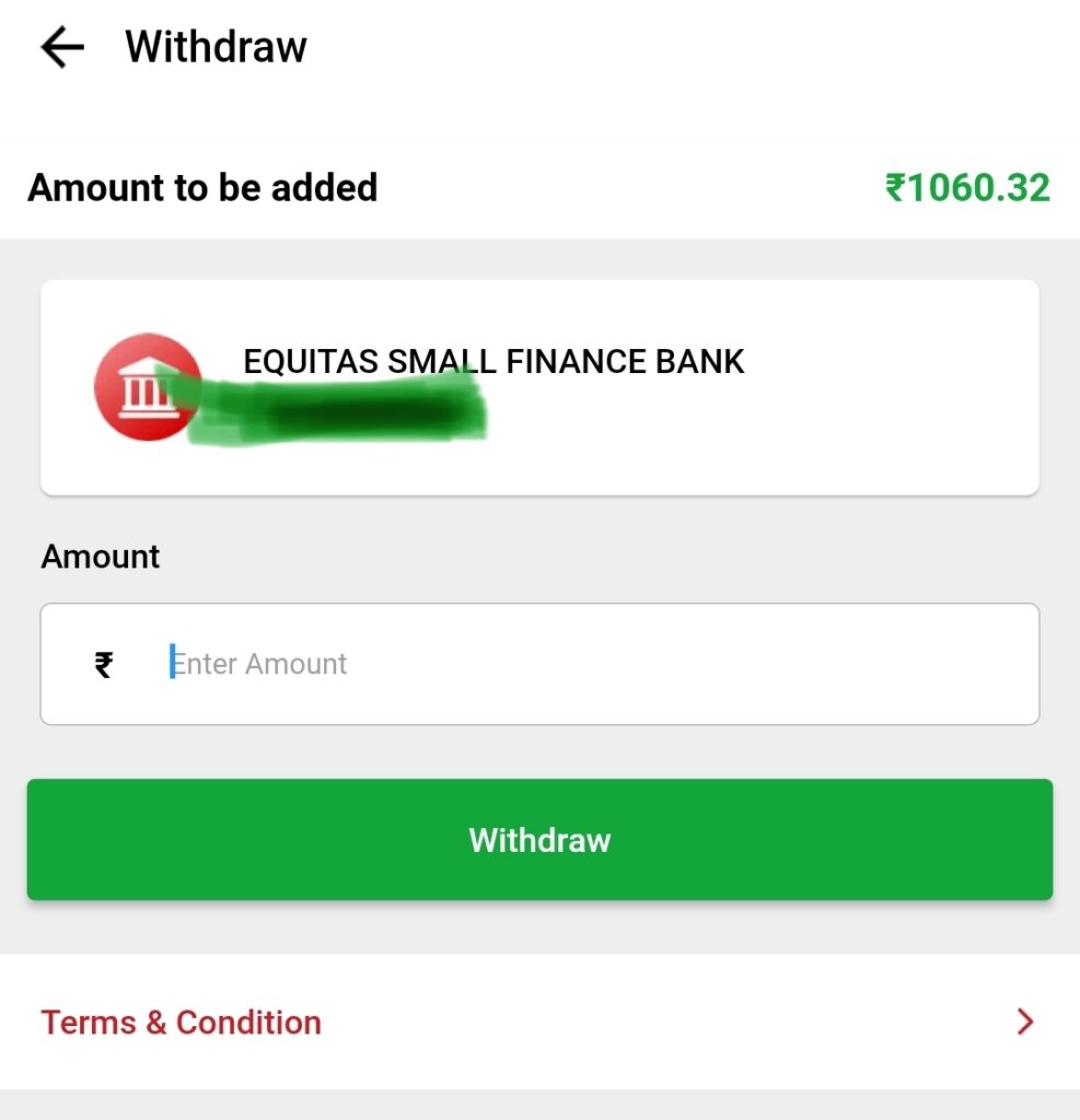 Select bank for withdrawal